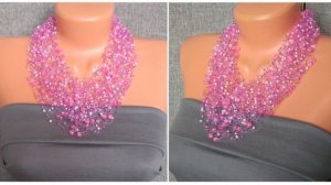 Воздушное колье из бисера и бусин "Малиновый сироп" (1938)