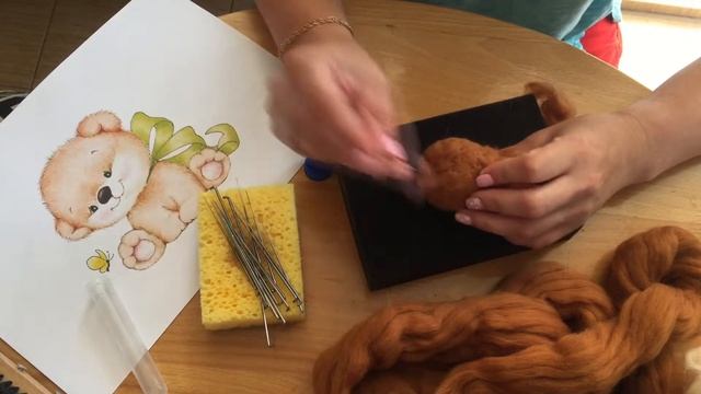 Валяние из шерсти. Валяние медвежонка. Для начинающих #1
