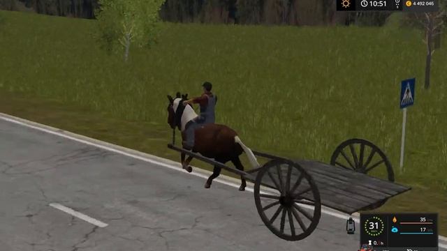 Мод Лошадь с телегой для Farming Simulator 2017 смотреть онлайн