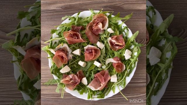 Салат с рукколой, прошутто, дыней и моцареллой смотреть онлайн