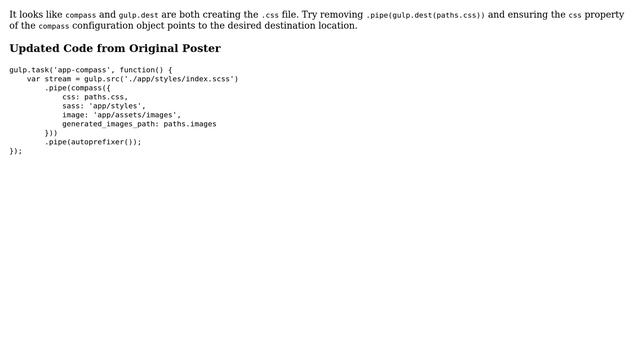 gulp compass creates an unwanted file instead of using only stream (3 Solutions!!) смотреть онлайн