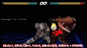 TEKKEN GLOBAL MOD: ARMOR KING SS+2,1( DEATH SANDWICH) COMBO DAMAGE SCALING