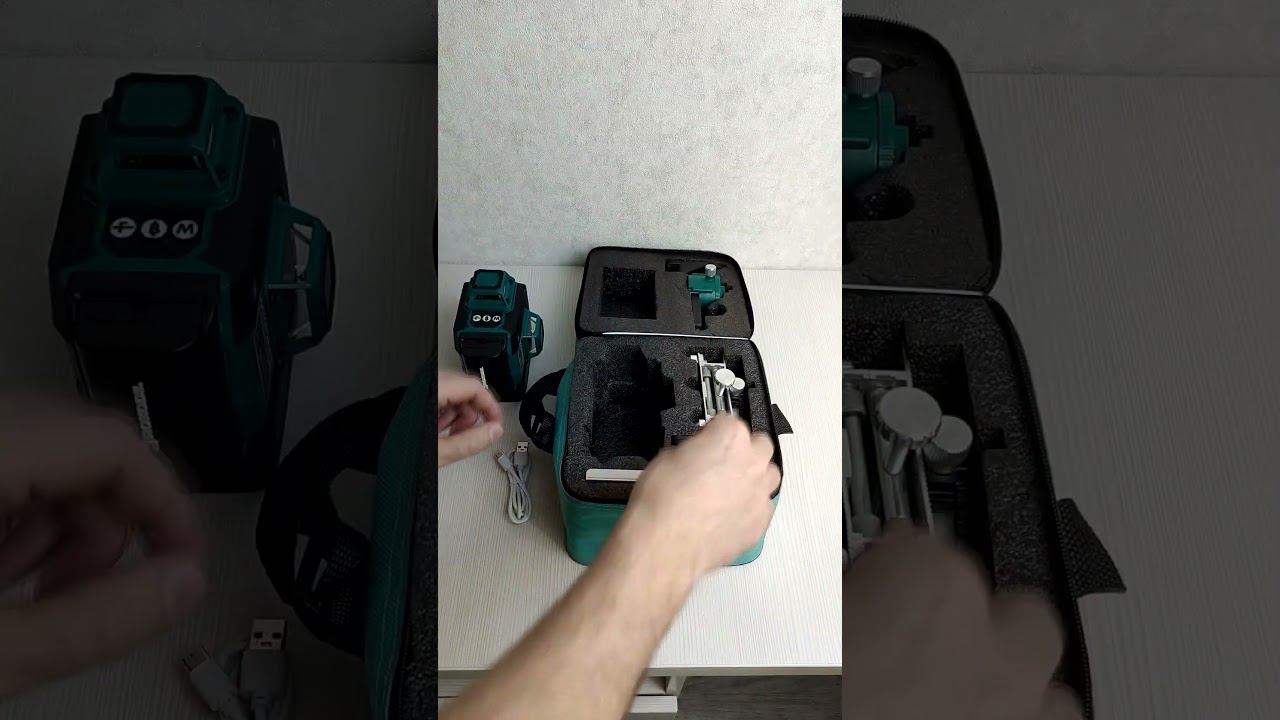 Лазерный уровень Rokodil Ray Pro 3D. Зеленый луч. 12 линий на 360 градусов. Лазерный нивелир.