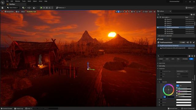 91. Colour Grading Scene Using Post Process