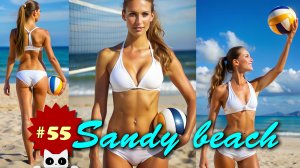 Девушка на пляже. AI Lookbook girl in 4K. Cute 19 y.o. №55