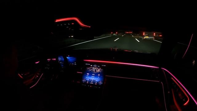 ASMR Highway Driving into the Night (No Talking, No Music) in the Mercedes S-Class