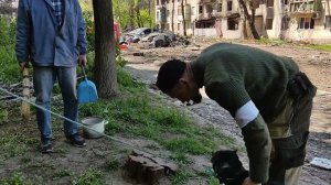 Мариуполь. Приехали с кинологом Валерием забрать брошенного пса, но сосед уже решил сам взять собаку