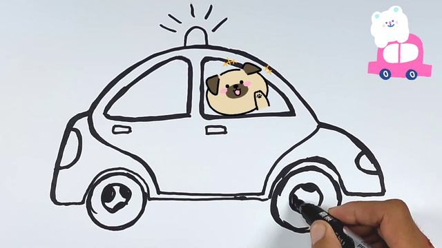 Cara Menggambar dan Mewarnai Mobil Polisi Untuk Anak