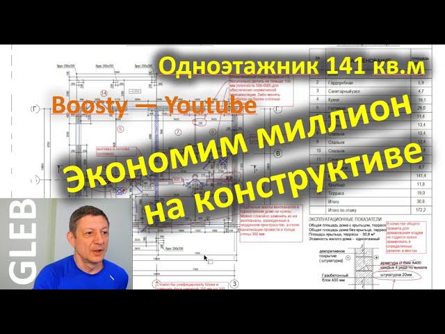 Как сэкономить миллион на коробке одноэтажного дома 141 кв.м. (Boosty—Youtube)