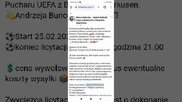 Andrzej Buncol piłka z autografem licytacja charytatywna