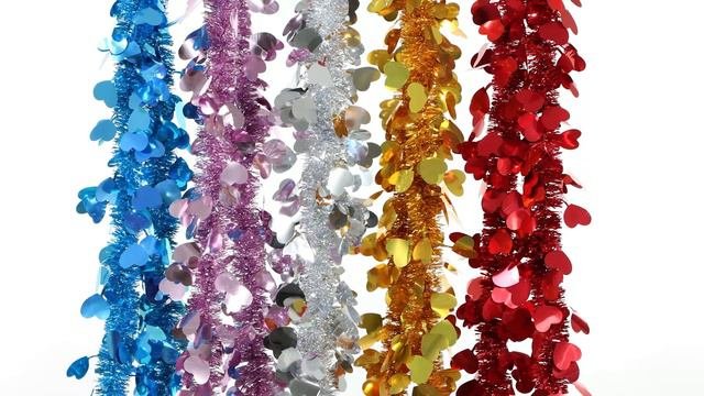 Мишура на проволоке "Сердечки" 2м*5-11см, цвет ассорти, 1 слой