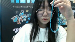 20240919-02 28.9g Natural turquoise and spiny oyster 16inch Simple atmosphere jewelry for Gift