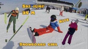 Ski jump snowboard kite girl 12 years old