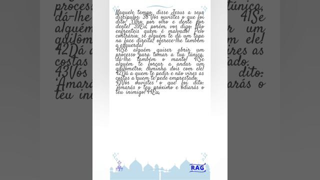 Evangelho de Jesus Cristo segundo Mateus (Mt 5,38-48) 19/02/2023