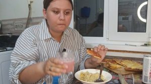 мукбанг Первое видео плов домашняя пицца