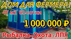 Цена ниже!👨🌾 ДОМ ДЛЯ ФЕРМЕРА! 47 м2🦯63 сотки 🦯вода🦯свет🦯1 000 000 ₽🦯хутор Григорьевка🦯