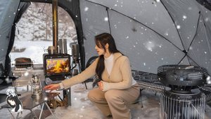 Одиночный поход в теплой палатке в заснеженных горах☃️ | АСМР природа