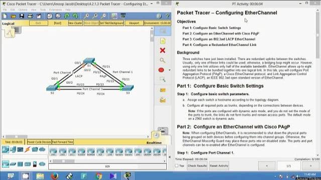 4.2.1.3 Packet Tracer - Configuring EtherChannel