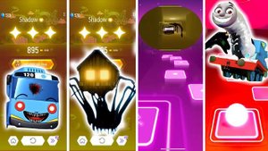 Tayo The Little Bus vs Spider House Head vs  Bus Eater vs Thomas the Train EXE | Tiles Hop EDM Rush