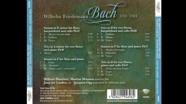 Wilhelm Friedemann Bach (1710-1784) - Flute Sonatas and Trios смотреть онлайн
