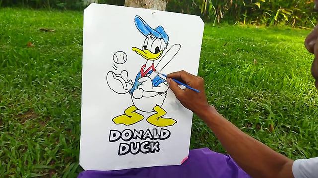 belajar mewarnai gambar. donald duck, donal bebek,