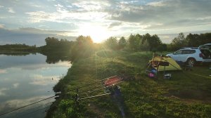 Рыбалка с ночевкой в палатке на реке Иж.Ловля леща на донки.Судак и щука на лодке.