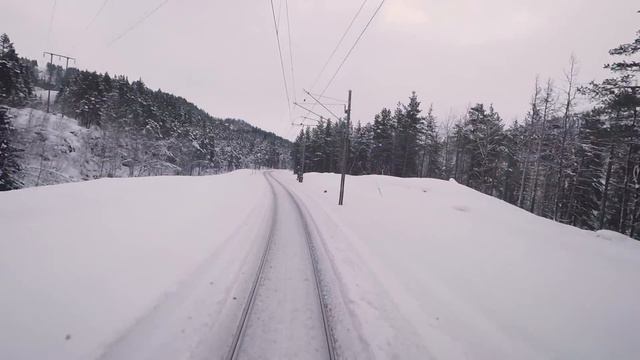 Путешествие на поезде утром из Бергена в Осло