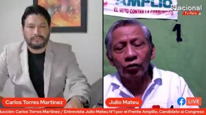 Julio Mateu N°1 por el Frente Ampliio, Candidato al Congreso