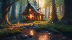 Небольшой красивый уютный окутанный волшебством бревенчатый домик лесника