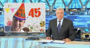 Видеопоздравление в стиле выпуска новостей мужу от жены на Юбилей - 45 лет