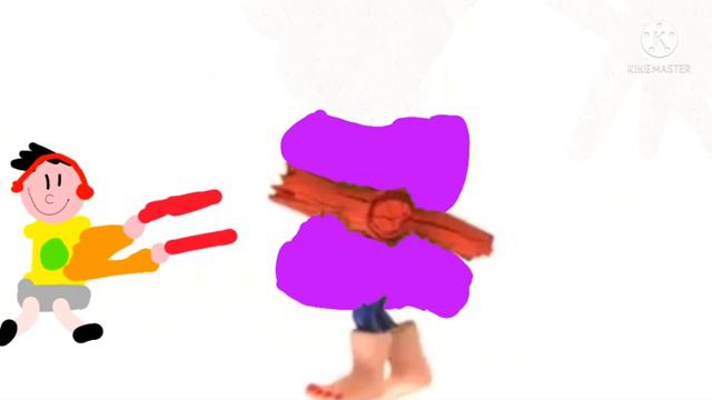 yo gabbba gabba Ozzy walks with a purple tree with legs