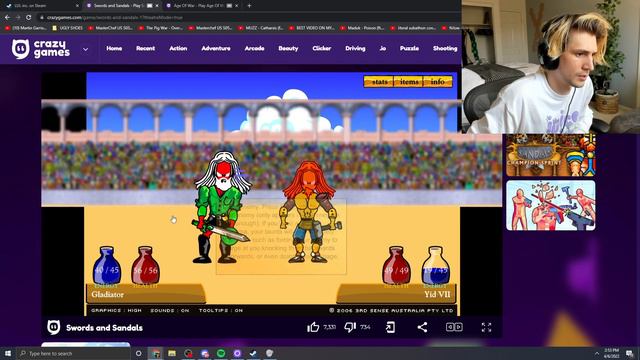 xQc plays Swords and Sandals Classic Collection 452022
