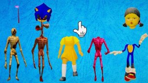 WRONG HEADS 5 SIREN HEAD, SCP 173, SQUID GAME DOLL, LIGHT HEAD, SONIC THE HEDGEHOG