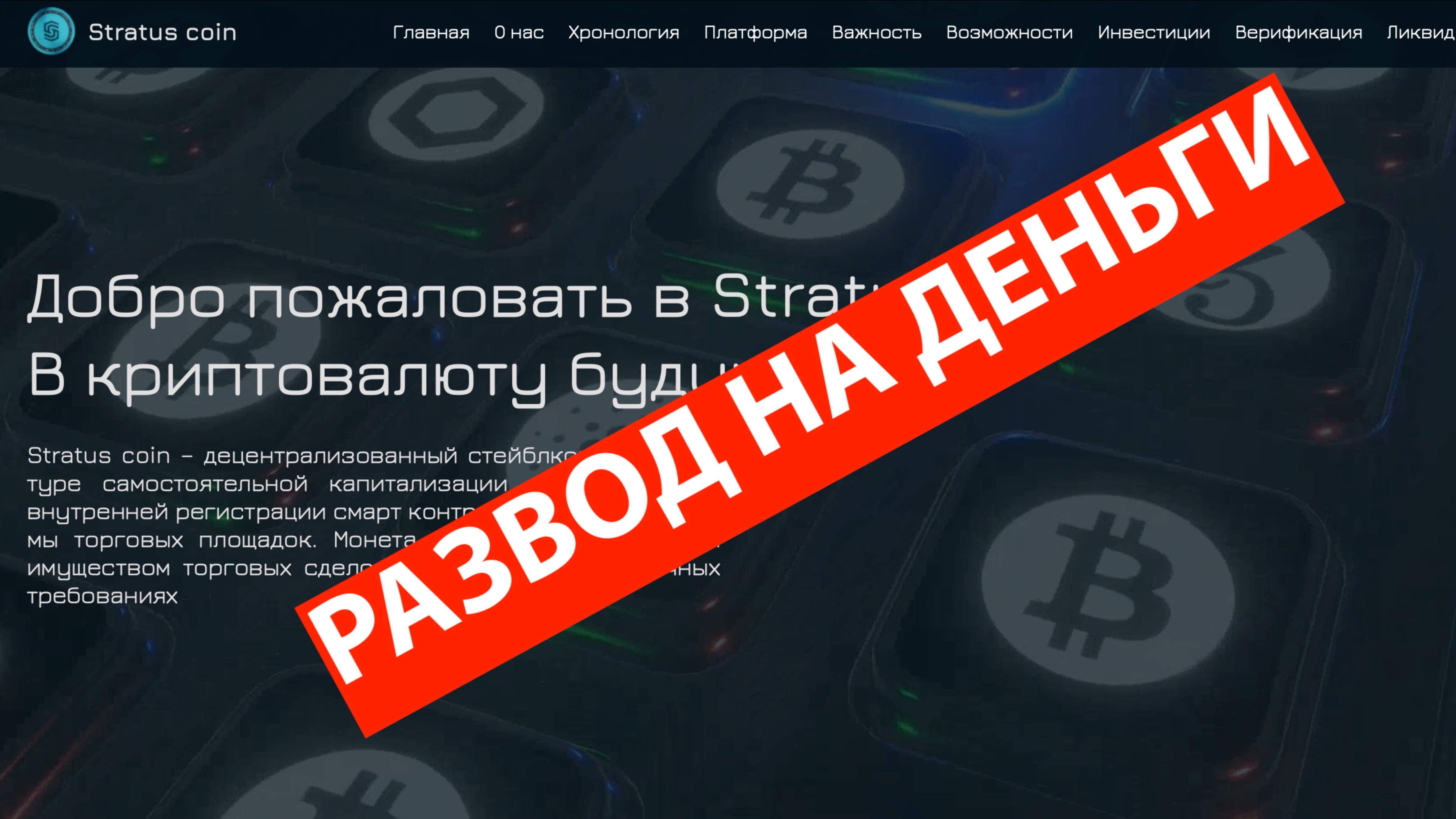 Stratus coin - осторожно! Вас хотят обмануть. Сырой сайт, с сырой легендой, от сырых создателей