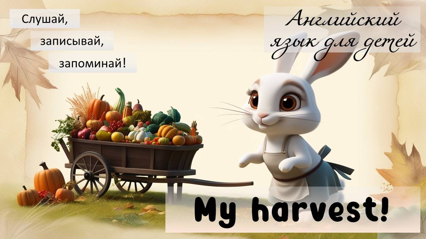 Урок английского языка для детей. Урожай. Овощи и фрукты.  Harvest. Fruits and vegetables.