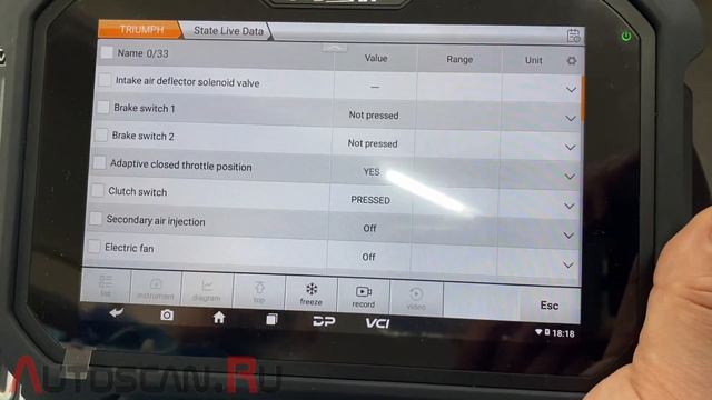 OBDSTAR MS80: Диагностика мотоцикла TRIUMPH Speed Triple 1050 2021 года