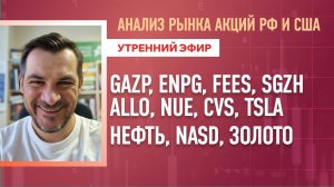 Анализ рынка акций РФ и США/ GAZP, ENPG, FEES, SGZH,ALLO, NUE, CVS, TSLA/ Нефть, Золото, NASD