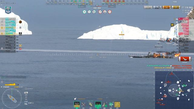 Destroyer Ragnar: DAKKA terror on map Islands of Ice - World of Warships смотреть онлайн