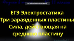 ЕГЭ Электростатика Три зараяженных пластины Сила