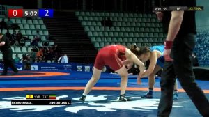 ЧР по вольной борьбе среди женщин. Яковлева А. (ЧУВ) - Липатова С. (ТАТ) - 1/2 Финала, 59кг