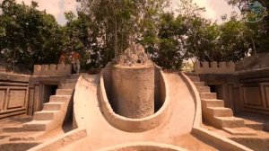 100 Days Survive in Rainforest Building Underground Water Slide Park and Swimmin