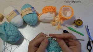 Пинетки крючком для новорожденных (1 часть. Верх. Боковинки и носок)