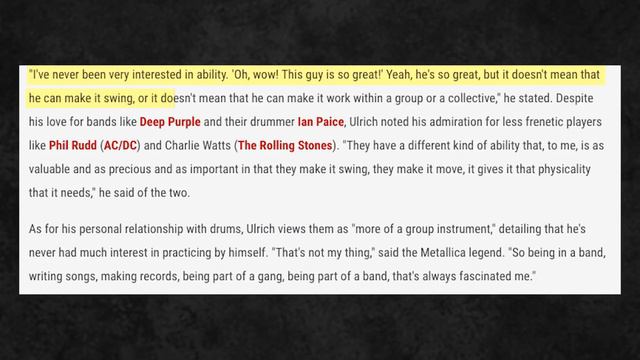 Metallica's Lars Ulrich: I'm Not Interested in Drumming Ability смотреть онлайн