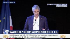 Laurent Wauquiez Élu Président des Républicains  avec 74,64 % des voix