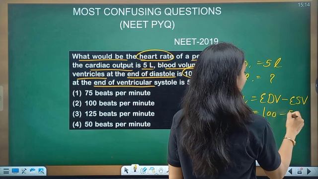 Most confusing questions | heart rate stroke volume and cardiac output | NEET PYQs | Poonam ma'am