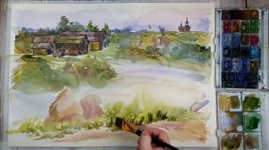 Кижи. Летний вечер. Акварель