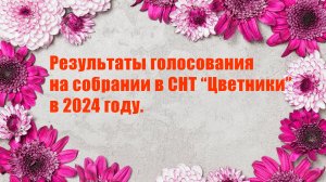 Отчёт о голосовании в СНТ "Цветники" в 2024г.