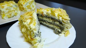 Маковый пирог с лимонным кремом! Самый легкий и вкусный рецепт! Просто тает во рту!