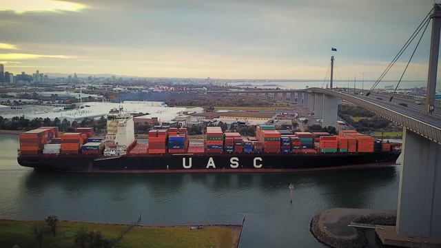 Containership Leaving Melbourne