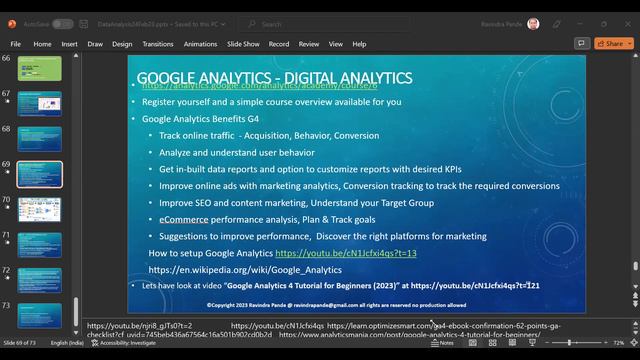 Data Analysis session 10Mar23 Google / digital Analytics Guruschools Free Instructor Led IT Trainin
